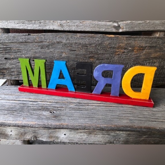 Boho bedroom decor DREAM word sign Bohemian hippy studio decoration shelf sitter - Picture 5 of 11